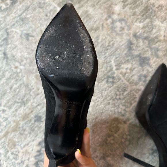 AUTHENTIC SAINT LAURENT SUEDE ANKLE HEELS BOOTS BLACK - Picture 4 of 10